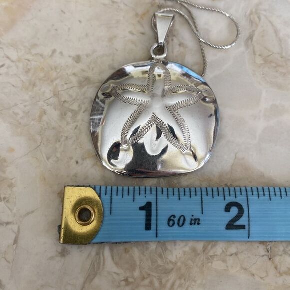 925 Sterling Silver Large Starfish Pendant on 24” Sterling Silver Snake Chain - Picture 9 of 9
